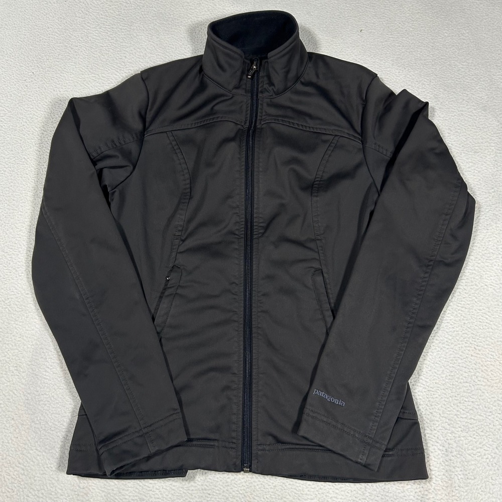 Patagonia Adze Softshell Jacket Womens S Black Windproof Fleece Lined Full Zip